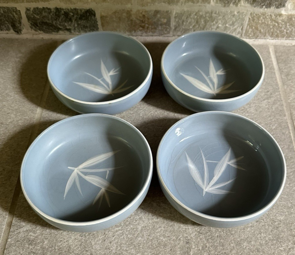 4 Winfield Pottery California Blue Pacific Fruit Bowls